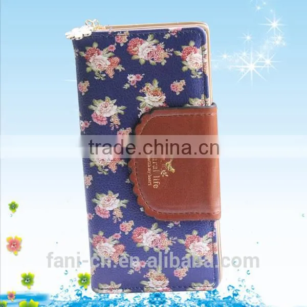 2015 Latest New Design Red Clutch Bifold Purse Walletl With Flower Printed for Woman photo-6