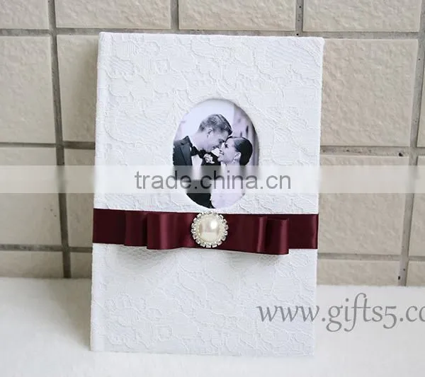 Handmade Wedding Guestbook With Lace Hardcover photo-4
