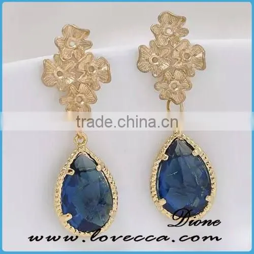 Summer Fashion Women Styles Europe and America Teardrops Stones Earrings photo-3