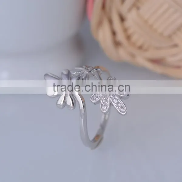 2015 Wholesale 925 Sterling Silver Ring Three Sunflower Pave Setting Ring photo-3