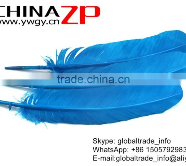 ZPDECOR Wholesale Best Selling Feather Size From 30cm-35cm Dyed Turquoise Blue Solid Color Turkey Wing Feathers photo-3