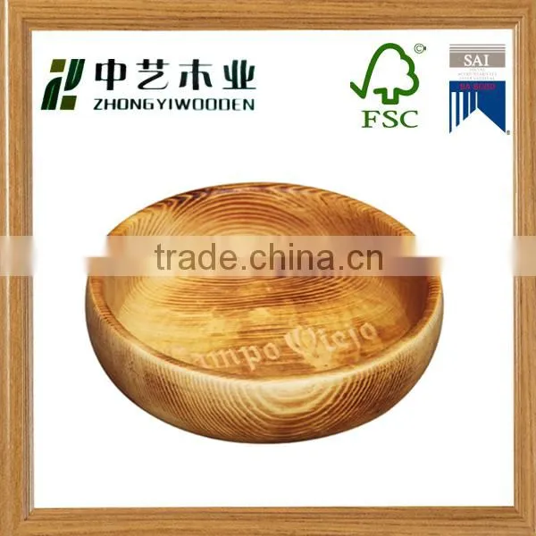 Hot Sale High Quality Bright Eco-friendly Lacquer Food Grade Pine Wooden Bowl photo-4