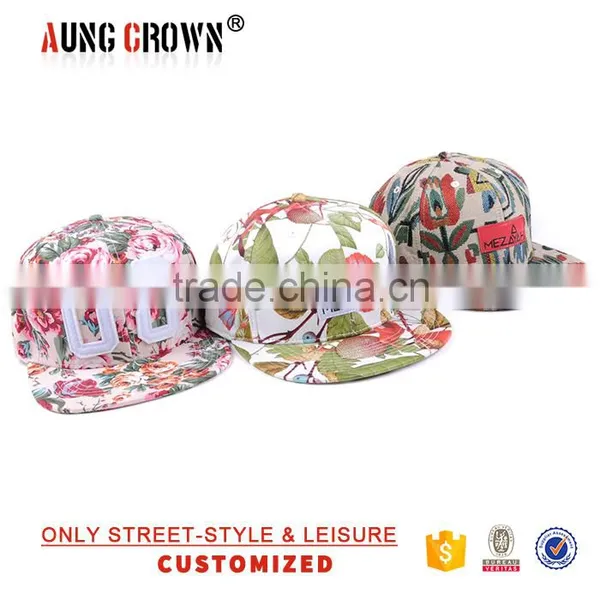 Custom Design 100% Cotton Floral Snapback Cap/Hat photo-4