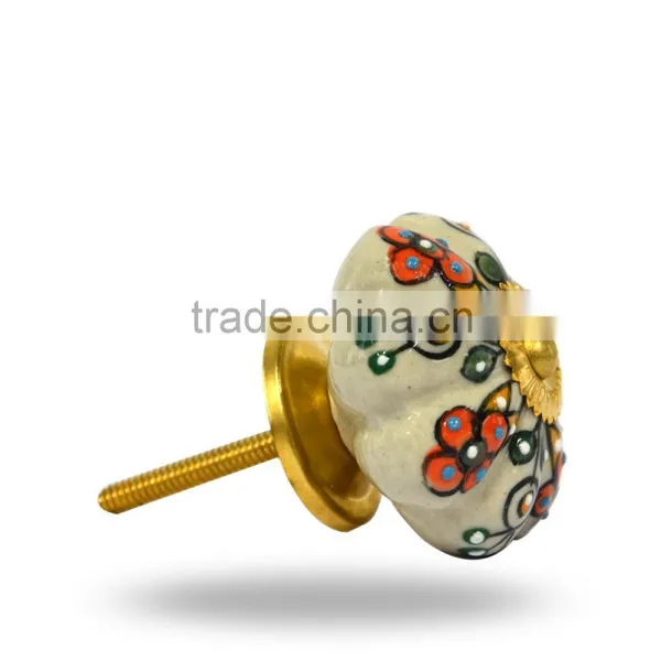 Ceramic Melon Gudhal Flower With Brass Finish photo-2