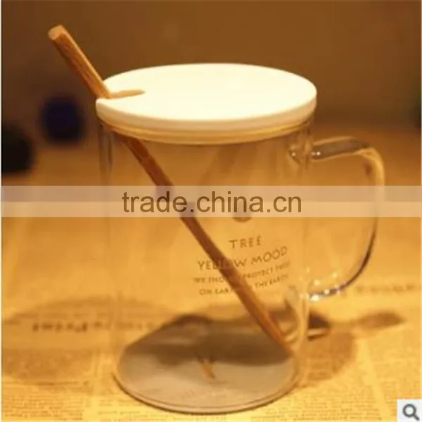 400ml Heat-resistant Borosilicate Glass Cup With Plastic Lid and Bamboo Spoon photo-4