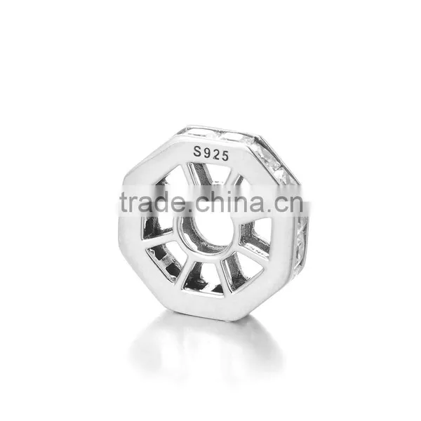 X245 Wholesale Silver Wheel Spacer Charm,925 Silver Crystal Charms Fit Bracelet photo-2