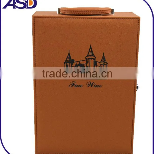 Light Brown Leather Wine Box/packaging Customized Logo Printing photo-2