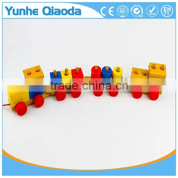 Colorful Wood Stocking Train Toys Geometric Building Blocks Education Gift photo-3
