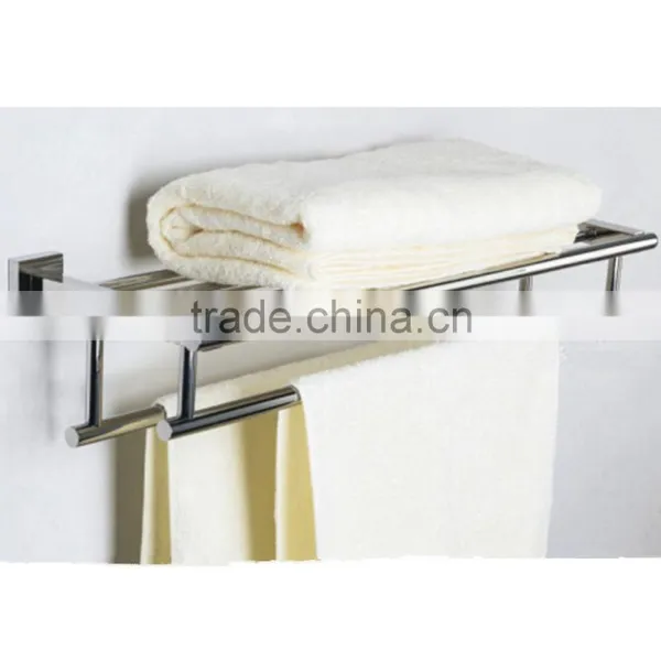 Stainless Steel Bathroom Towel Rack/Towel Shelf With Double Towel Bar photo-3
