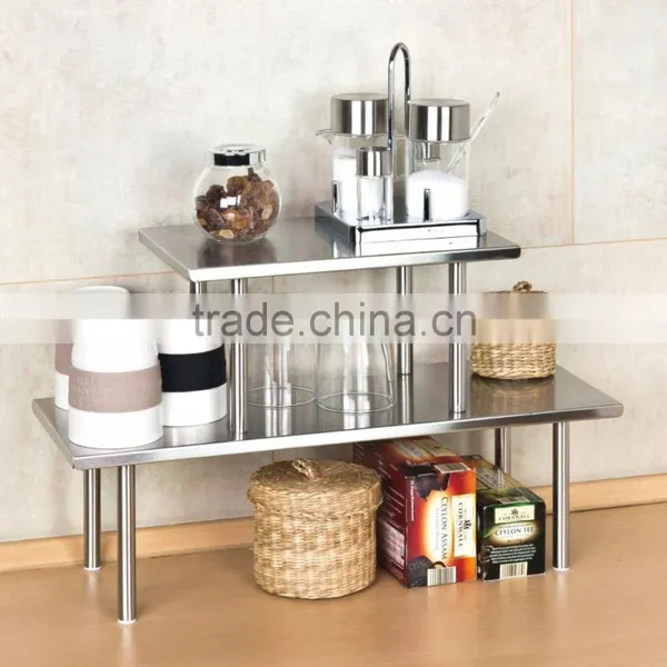 Kitchen or Bathroom Use 2 Tiers Rectangle Stainless Steel Kitchen Shelf photo-4