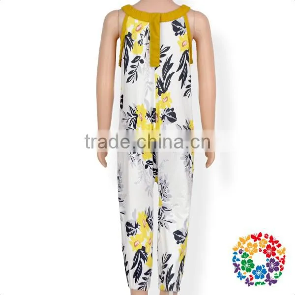 Boutique Newborn Baby Outfit Vintage Grey Yellow Floral Jumpsuit photo-2
