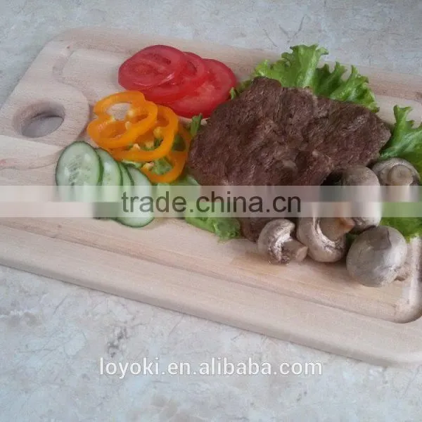Best Organic Natural Beech Wood Cutting Board With Holder Hole 13-3/4"x9"x3/4" Chopping Board With Groove photo-4