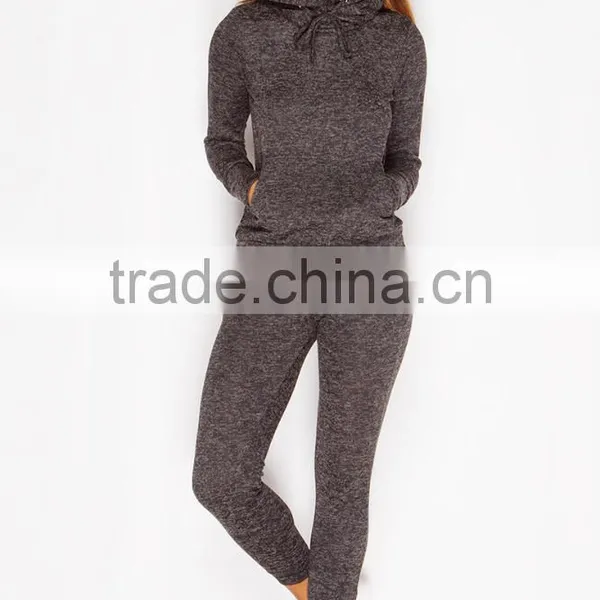 Cotton Polyester Tracksuit For Adults Plain Blank Active Charcoal Grey Track Suit Custom Design Jacket Sweatpants Sports photo-2