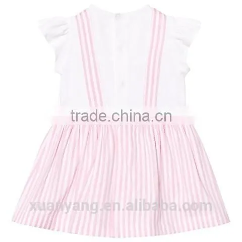 New Arrival Kids Clothes Frocks Design 100% Cotton Pink Stripe Latest Children Girl Dress photo-3