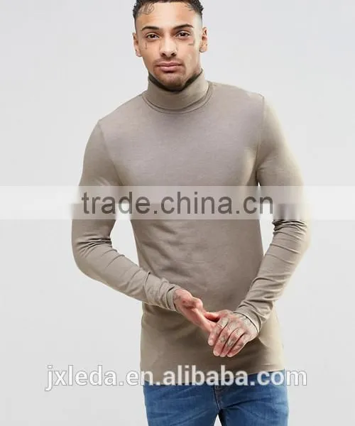 Men Extreme Muscle Skinny Fit Roll Neck Long Sleeve Tee Shirt OEM China Manufacturers photo-4