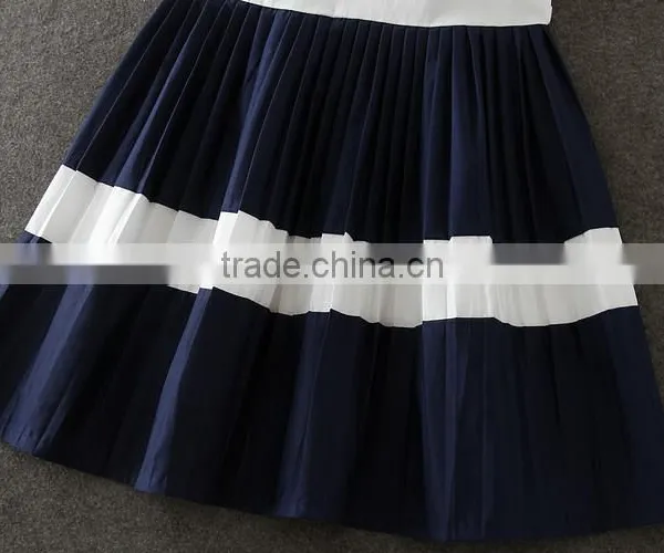 2017 New Arrival Korean Style White and Blue Casual Dress Children Simple Summer Dress Hoilday Beach Party Dresses Kids Clothing photo-4