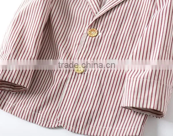 2017 New Latest Design High Quality Factory Price Flax Striped Boy Suit photo-6