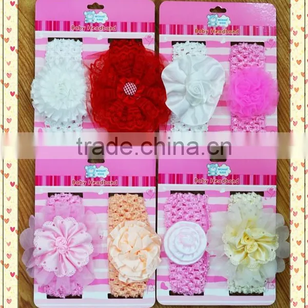 Multi-style Flower Plain Baby Girl's Headband Set for Baby Gift photo-3