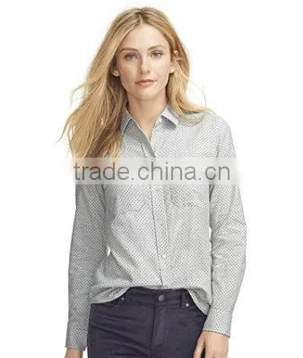 2015 Signature Lightweight Flannel Shirt, Dot Blouse for Girls Tunics for Women Cotton Formal Dresses photo-2