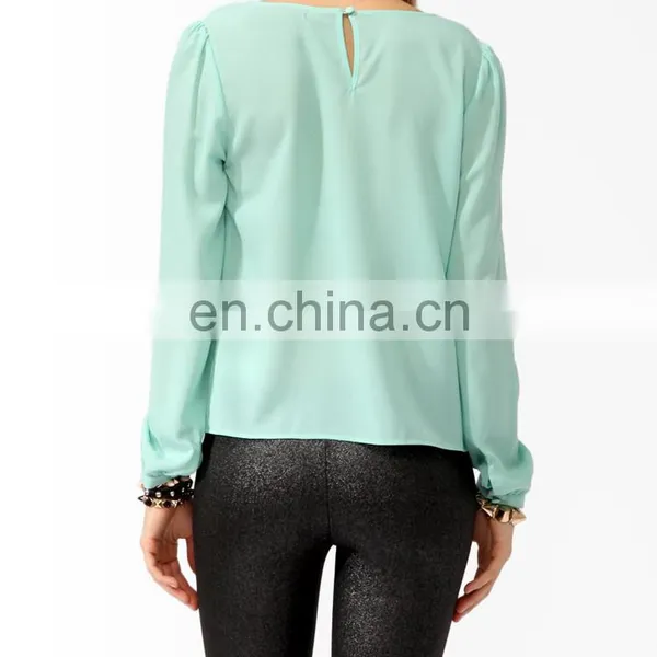 CHEFON Elegant Fashionable Lace Collar New Fashion Design Only Ladies Blouse Design Image photo-3