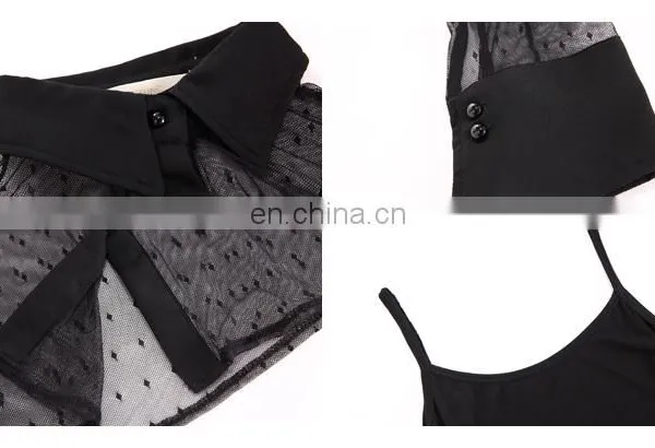 Factory Price Cheap Embellished Blouse, Black Mesh Blouse , Sexy See-through Blouse For Ladies photo-5