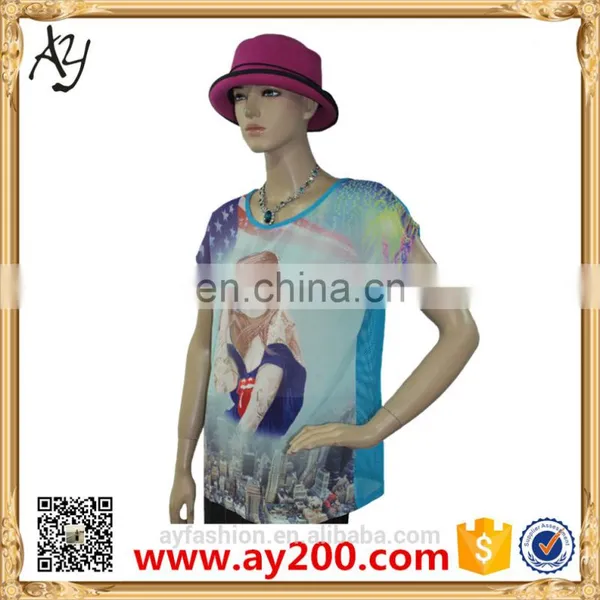 Chiffon t Shirt Women Ladies Girls Rubber Print t Shirts Digital Printing t Shirt photo-2