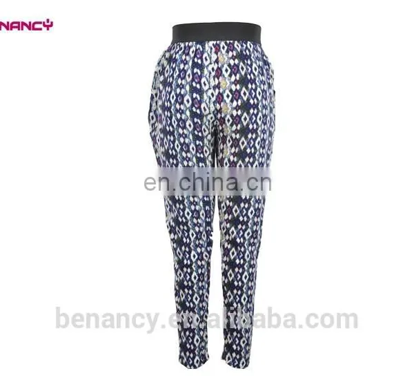 New Design Customized Leaf Print Casual Rayon Boho Harem Trouser Pants photo-5