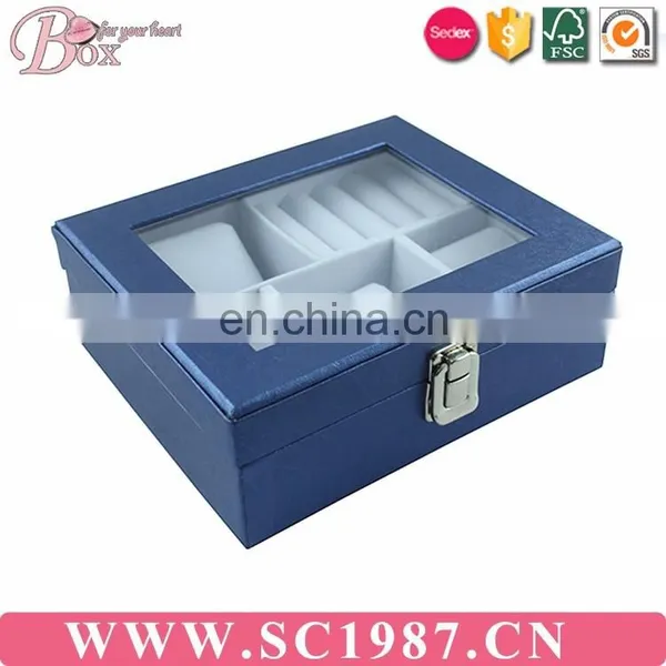 BLue Square Small Easy to Carry Jewelry Box Lock Box With Miror photo-5