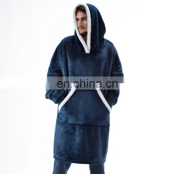 Wholesale Custom Comfy Men Women Ultra-plush Warm Durable Breathable Wearable Sherpa Blanket Hoodie For Winter photo-3