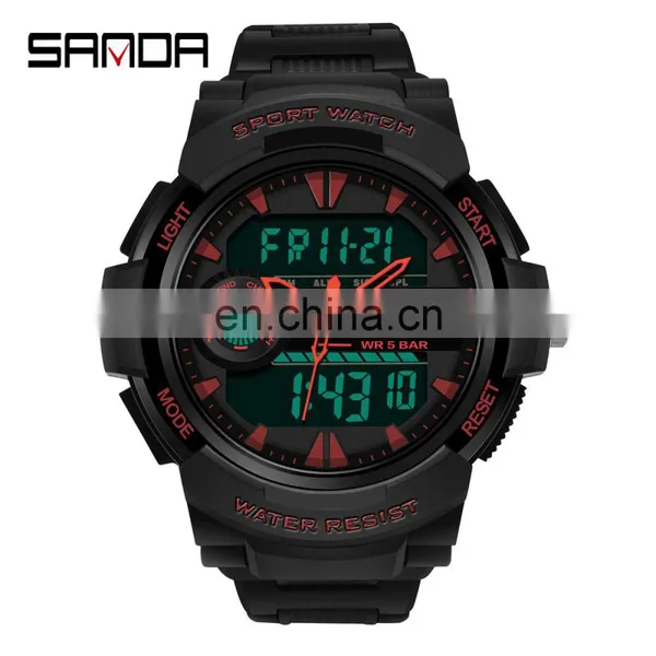 Sanda 6002 New Analogue LED Mens Watches Chrono Luminous Water Proof Sport Men Digital Watch photo-2