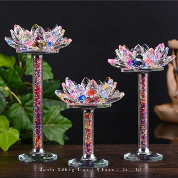 Lotus Candle Holder Crystal Glass Small Candle Holder Romantic Candlelight Dinner Props Western Restaurant Candle Holder