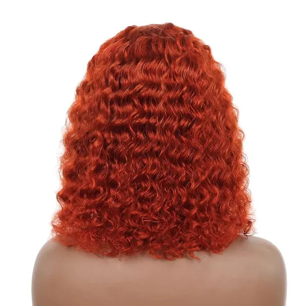 Ginger Orange Deep Wave Bob Wig Lace Front Human Hair Wigs For Black Women Human Hair Orange Ginger Color Curly Short Bob Wig photo-3
