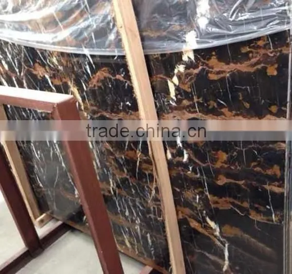 Good Price Natural Polished Black Gold Marble Tiles photo-4