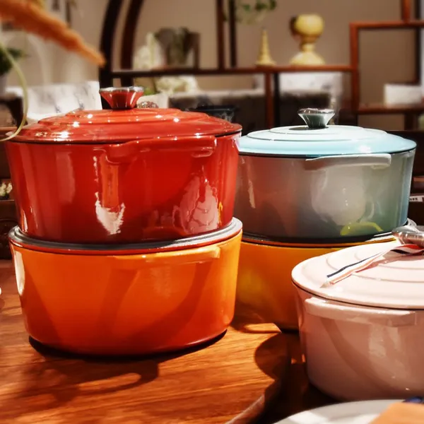 High-end Online Metal Cast Iron Kitchen Products Cast Iron Casserole Sets Cast Iron Cookware Enamel Coating Steamer Casserole photo-3