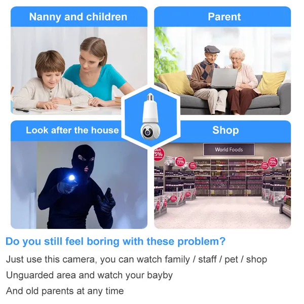 Ringsee 2MP WiFi Light Bulb Security Camera Indoor AI‑powered Motion Detection Two‑way Audio photo-3