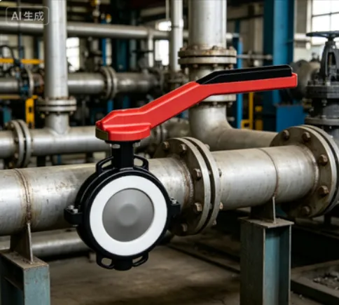 Wafer Butterfly Valve Metal PFA Lined Stainless Steel Disc Industrial Water Treatment Valve photo-3