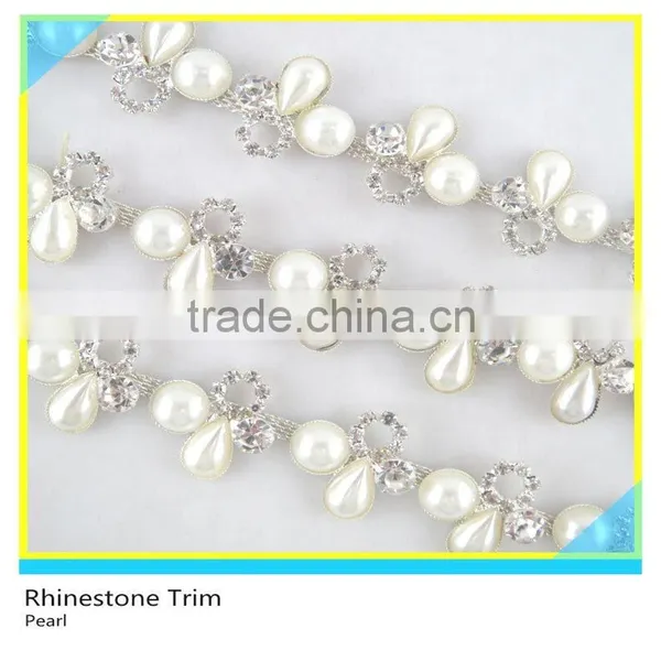 Fabulous 888 Crystal Rhinestone Pearl Silver Chain For Wedding Decoration photo-4