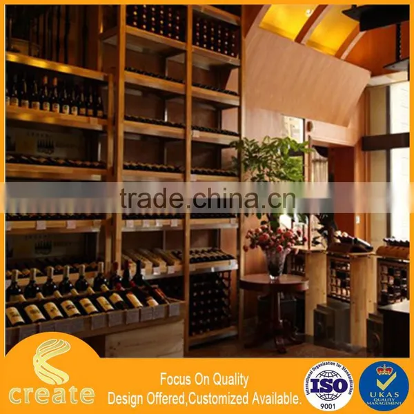 Modern Cherry Wooded Red Wine Shop Furniture Display Showcase/wine Rack/wine Stand photo-2