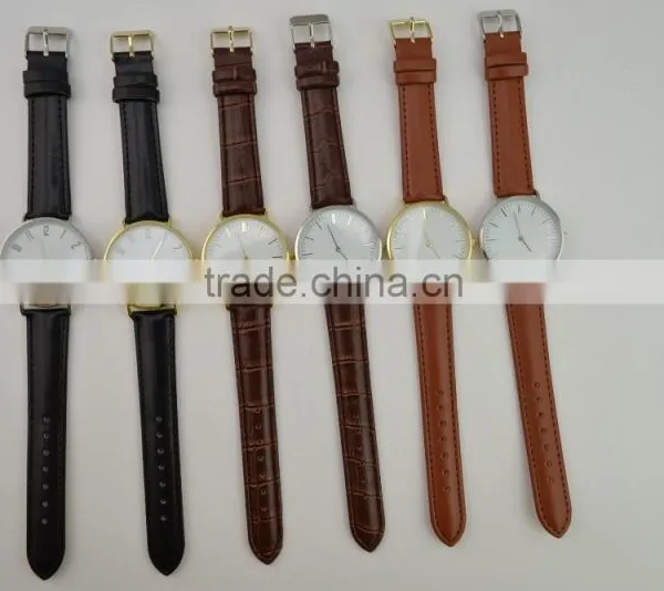 2016 Utra-thin Slim Case Nylon Strap Watch, Concise Watch Face With Interchangeable Strap, Stainless Steel Back Leather Watch photo-2