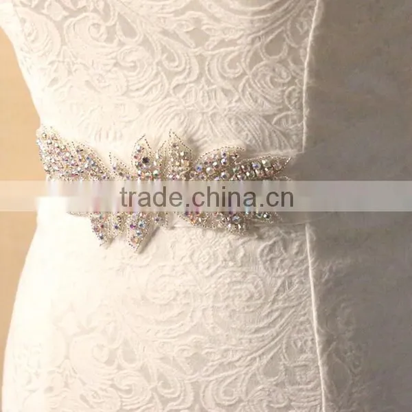 Delicate Shiny Leaf Bridal Veil Waist Chain photo-5