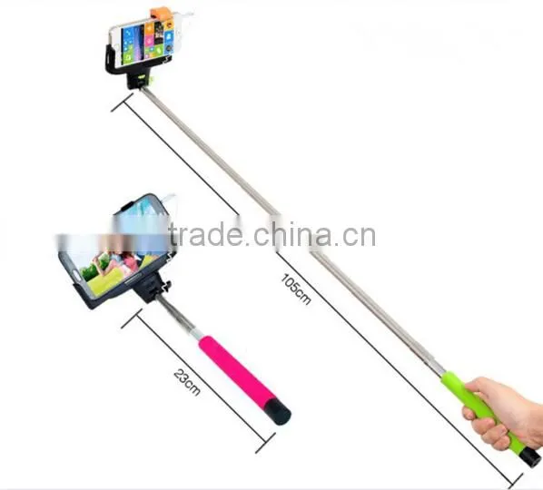 Hot Sales 2015 New Design Monopod Selfie Stick, Cable Take Pole Selfie Stick, Wholesale Selfie Stick