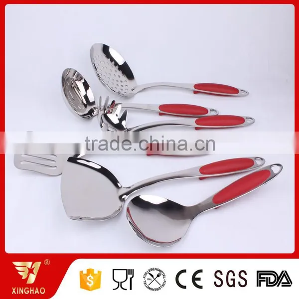 6 Pcs 3 MM Thick Cooking Utensil Set With Red Silicone Handle photo-2