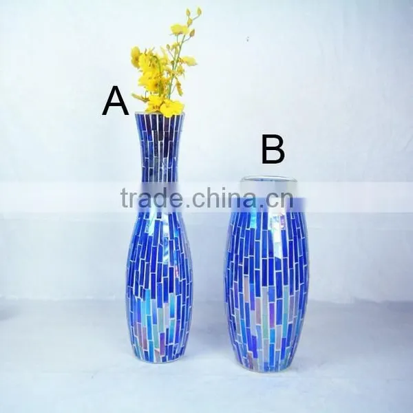 Blue Vintage Mosaic Hurricanes and Vases