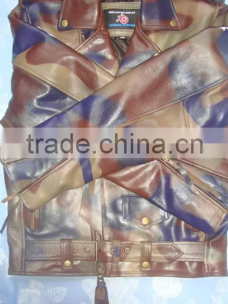 Camouflage Motorbike Leather Jacket