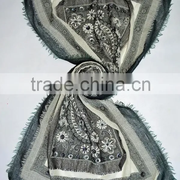 Hand Embroidered Wool Shawl