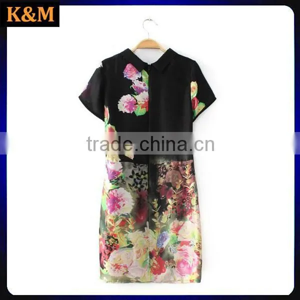 Ladies Shirt Dress Digital Print Dress Chiffon Dres for Women photo-2