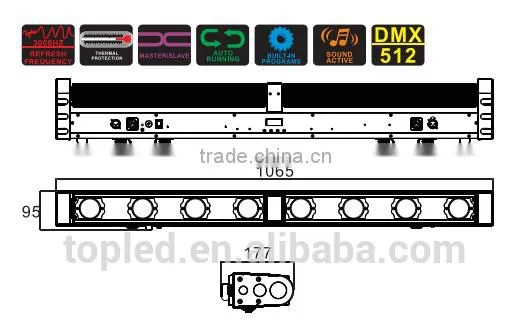 Hot Sale 2 Sections Moveable 8*4-in-1 10W RGBW 8-eye Linear LED Bar Light Moving Head photo-3