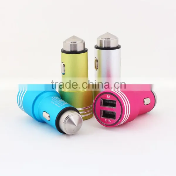ICaber Wholesale Safety Hammer Universal Dual USB Car Charger With 5V / 2.1A + 5V / 1A USB Charging Socket for Mobile Phone photo-5