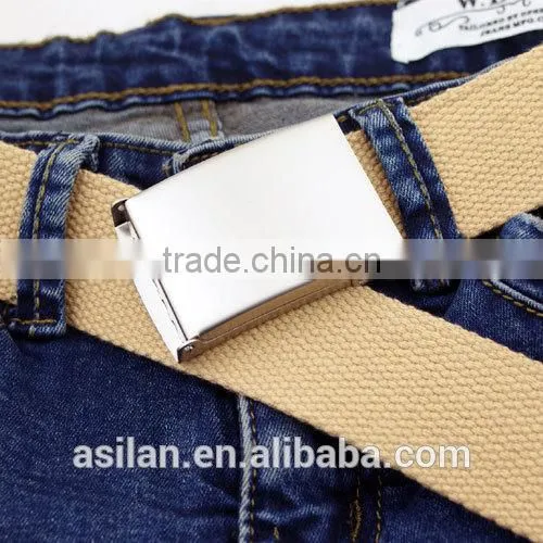 Unisex Flat Buckle Leisurely Canvas Belt Thin Style Lovers Belt 4001 photo-5