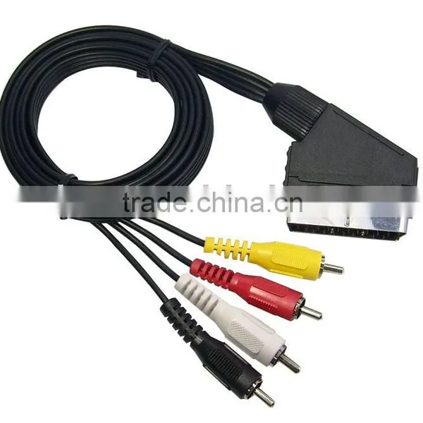 21pin Scart Cable , Scart to 4RCA cable Plugs